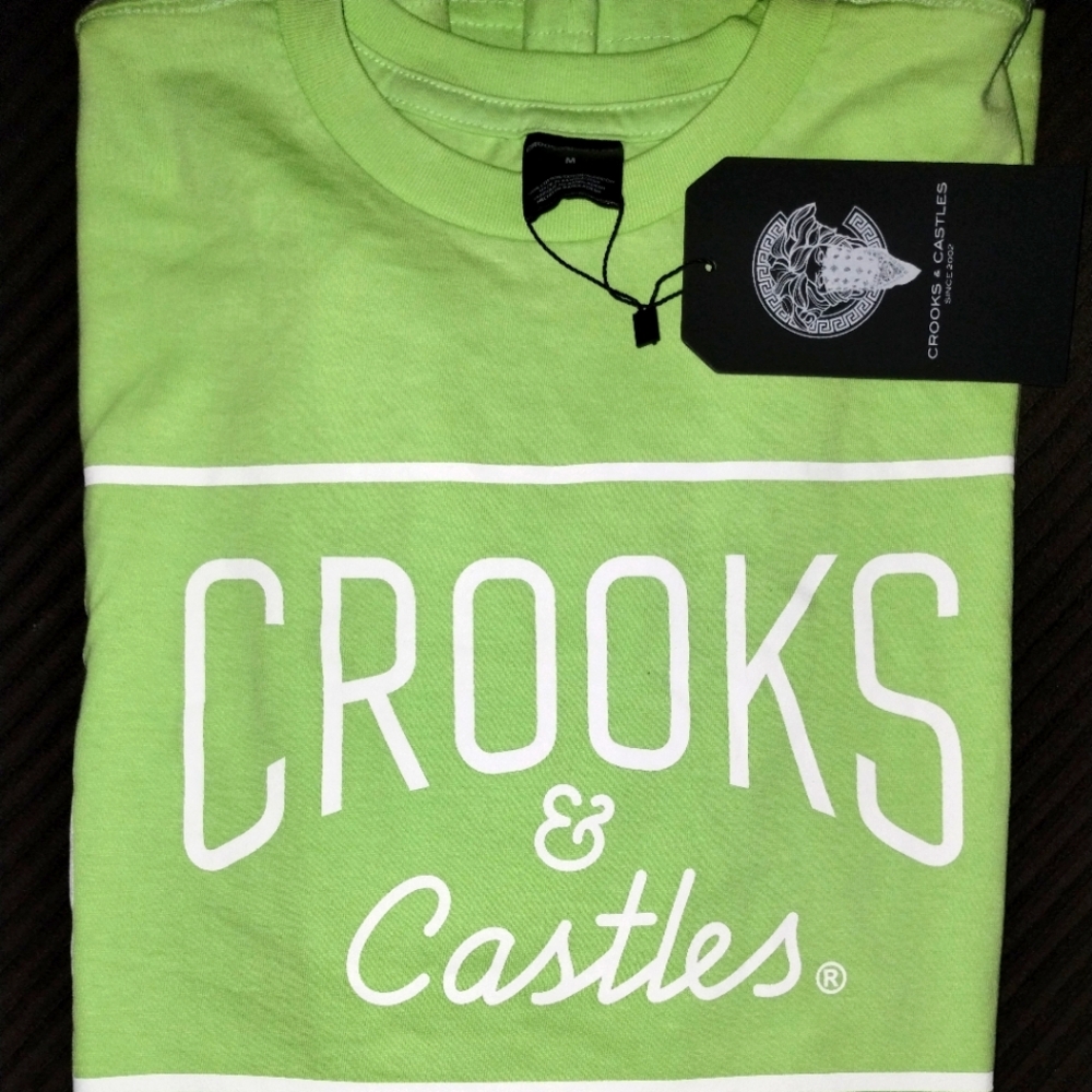 Crooks & Castles T-shirt Unisex Men's Medium Light Green